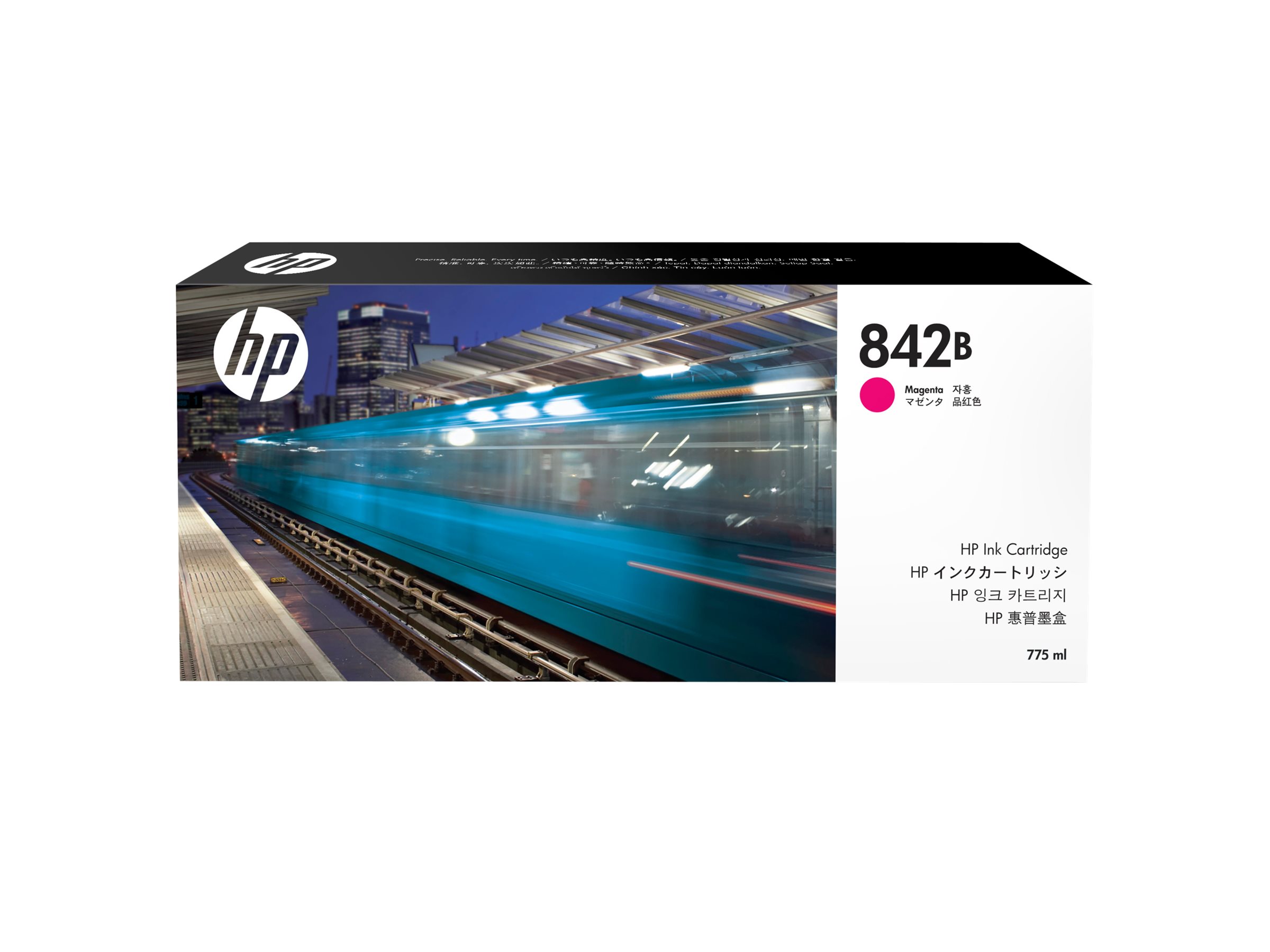 HP 842B magenta original PageWide XL ink Package view Front 80043