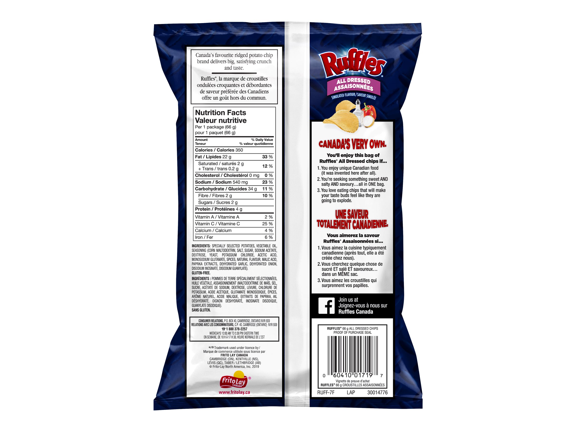 Ruffles Potato Chips - All Dressed - 66g