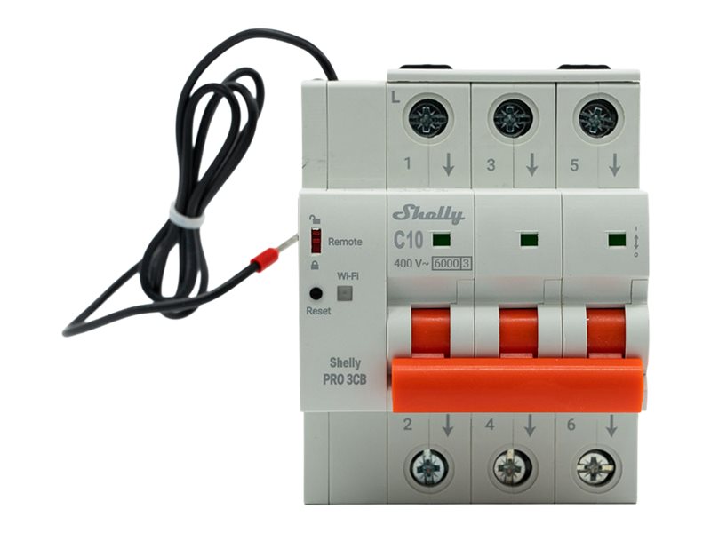 SHELLY Pro 3CB C10 Ethernet WiFi Bluetooth DIN Rail 3-Pole 10A C-Curve Circuit Breaker