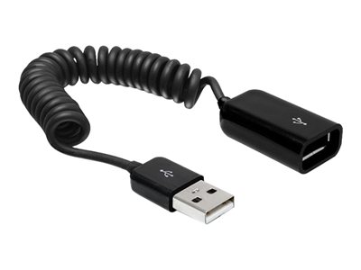 DELOCK USB Kabel A -> A St/Bu 0.20m-0.60m sw Spiral - 83163