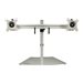StarTech.com Dual Monitor Stand, Ergonomic Free Standing Dual Monitor Desktop Stand for two 24 VESA Mount Displays, Synchronized Height Adjustable, Double Monitor Pole Mount, Silver