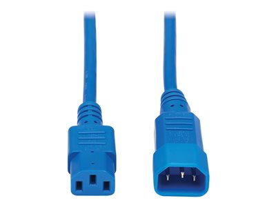 Tripp Lite 2ft Computer Power Extension Cord 10A 18 AWG C14 to C13 Blue 2'