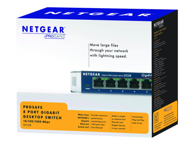 Netgear ProSAFE GS108, Unmanaged 8 Port Ethernet Switch Type