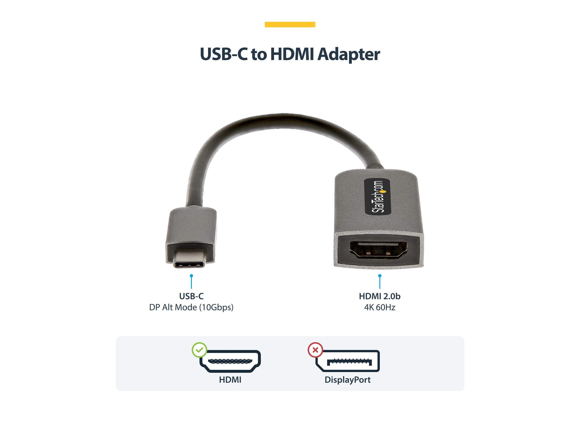 Startechcom Usb C To Hdmi Adapter 4k 60hz Uhd Video Hdr10 Usb C To Hdmi 20b Adapter Dongle Usb Type C Dp Alt Mode To Hdmi Monitor Display Projector Usb C To Hdmi Converter M F Thunderbolt 3 Compatible Adapter Hdmi Usb 13 Cm