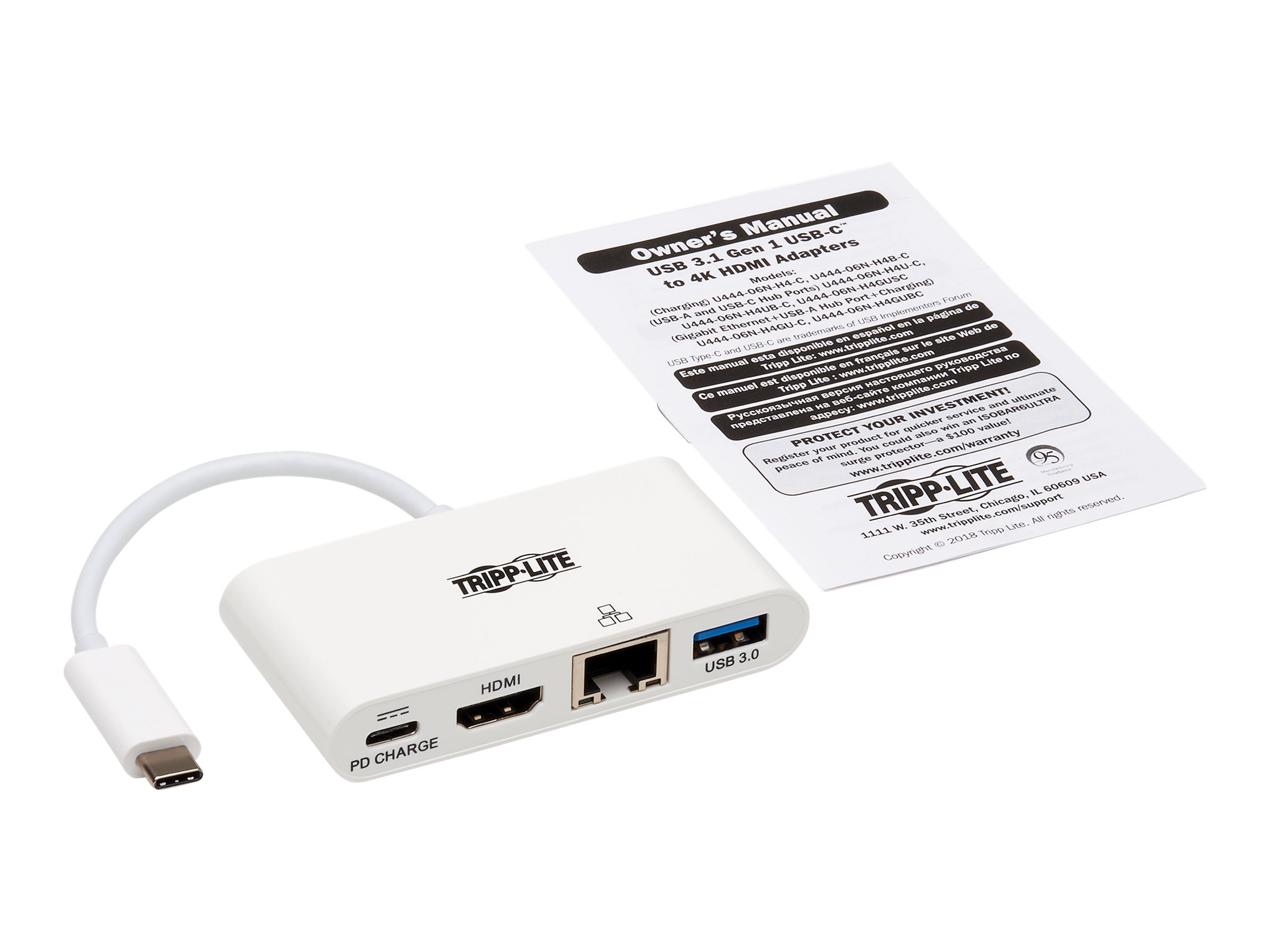 Tripp Lite USB C to HDMI Multiport Video Adapter Converter w/ USB-A Hub, USB-C  PD Charging Port & Gigabit Ethernet Port, Thunderbolt 3 Compatible USB  Type C to HDMI, USB Type-C |