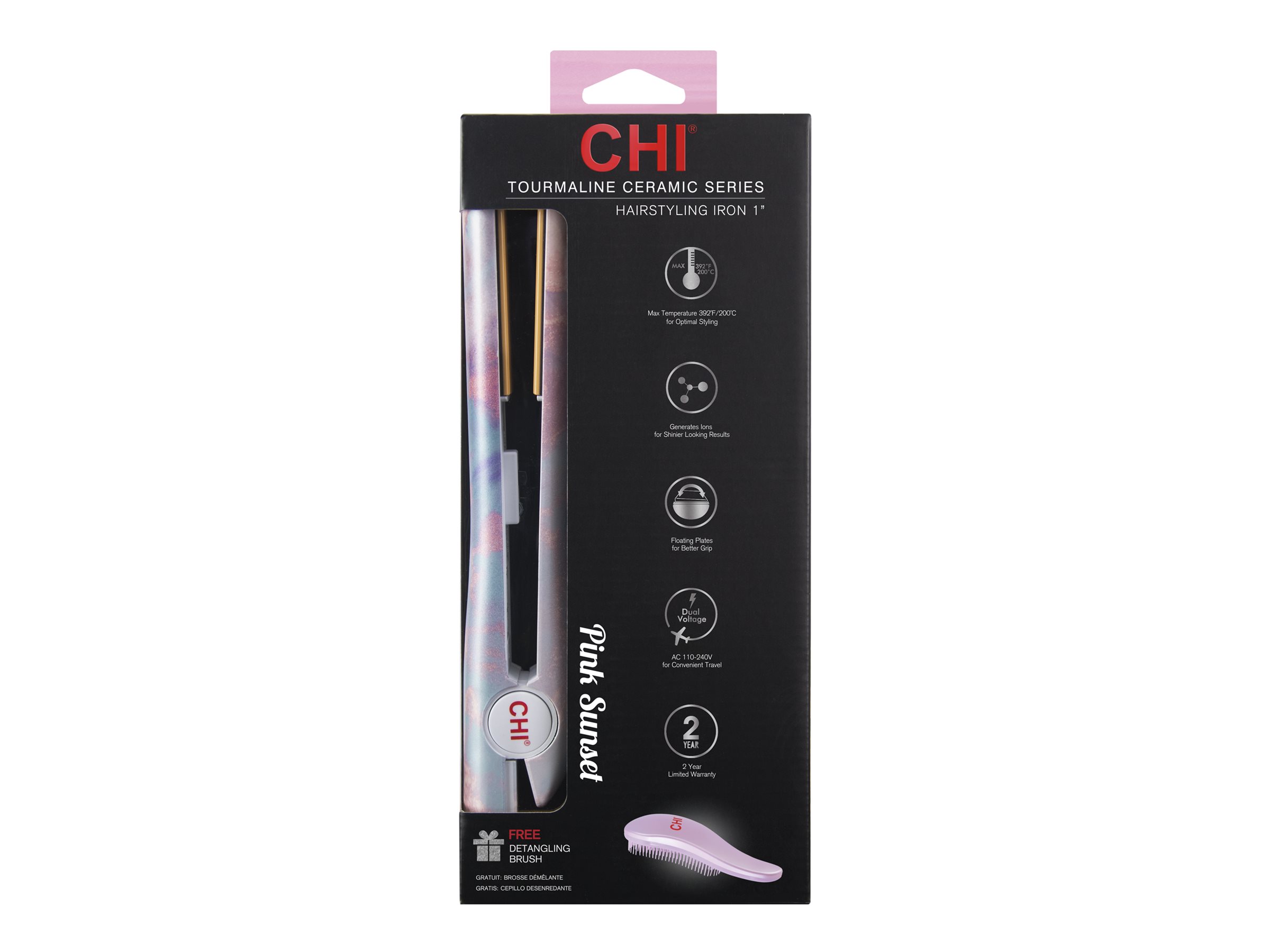 CHI Tourmaline Ceramic Series Hairstyling Iron Pink Sunset CA2041