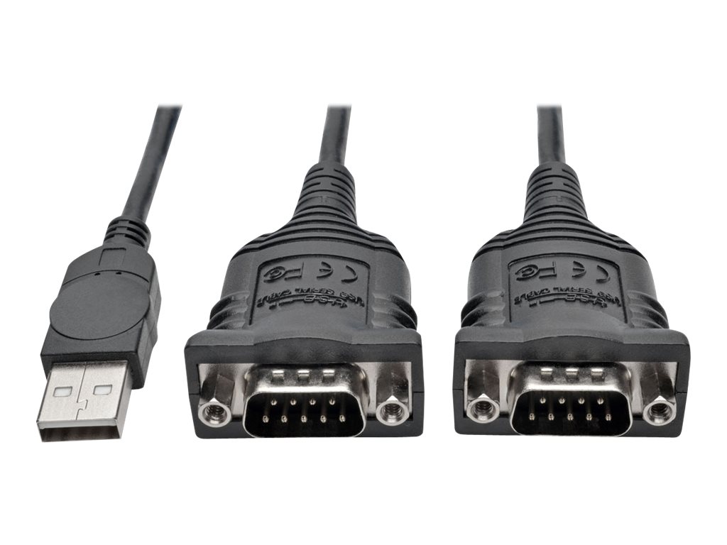 Tripp Lite 6ft 2-Port USB to DB9/ RS 232 Serial Adapter FTDI, w/ COM Retention
