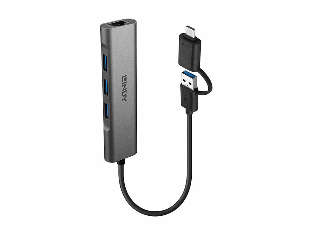 LINDY USB 3.2 Gen 1 Hub & Gigabit