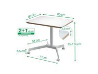 Leitz Ergo hæve-sænke skrivebord med hjul 60x80 cm hvid