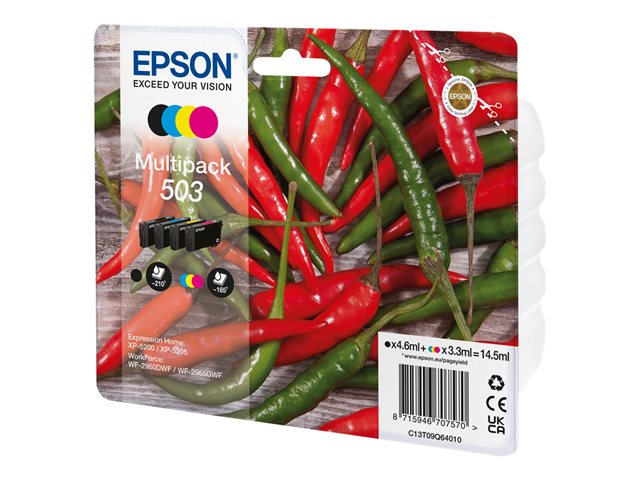 Image of EPSON 503 Chilli Cyan, Magenta, Yellow & Black Ink Cartridges - Multipack