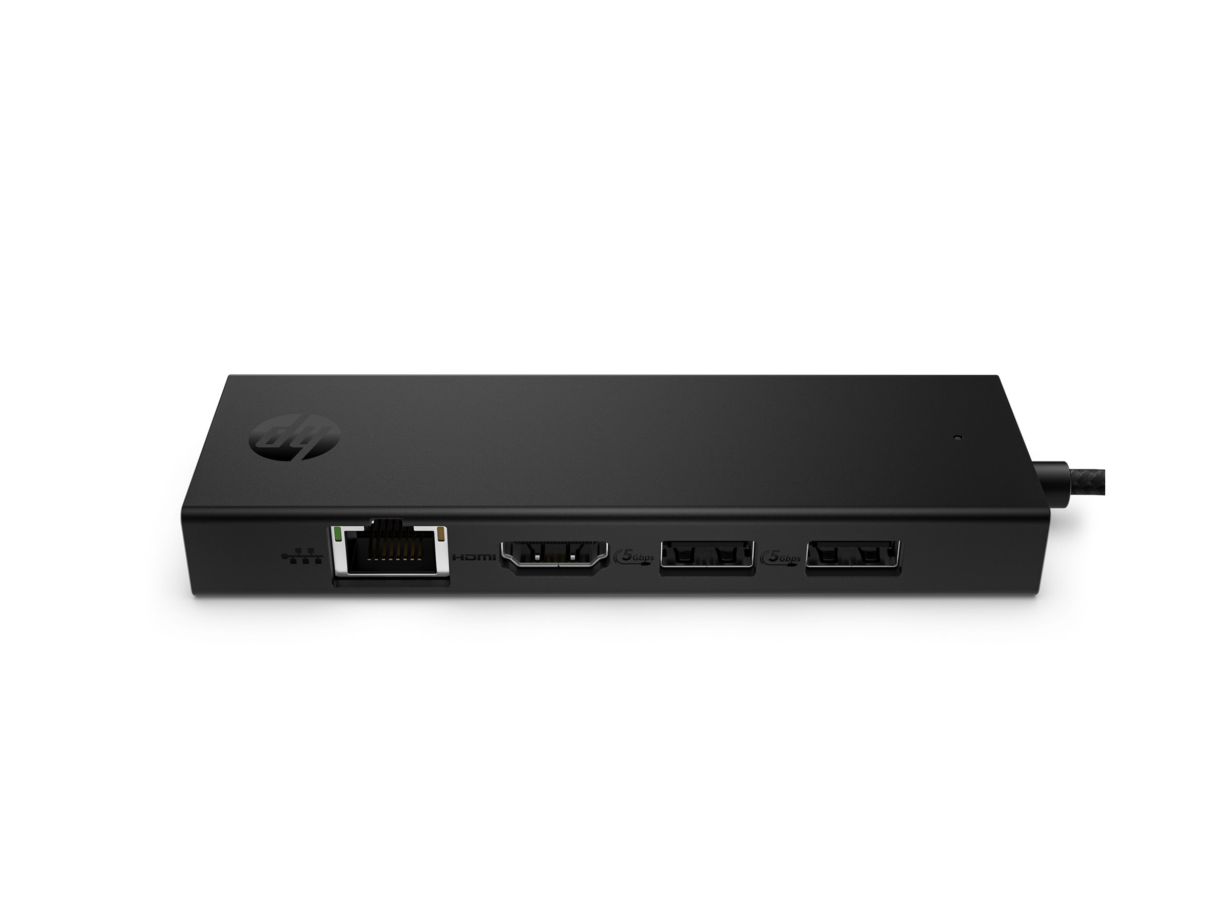 HP Portable USB-C 4K HDMI Hub port replicator USB-C USB-C HDMI DP Product shot Right-angle 80000