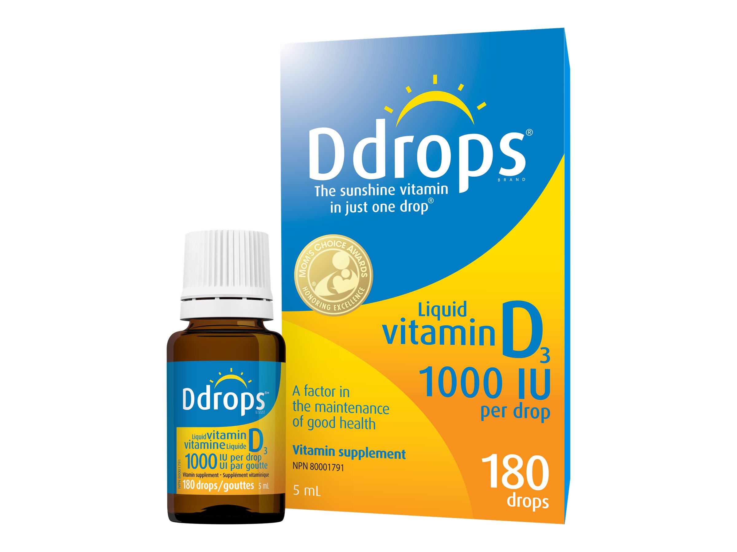 Ddrops For Adults Liquid Vitamin D3 - 1000IU - 180 Drops