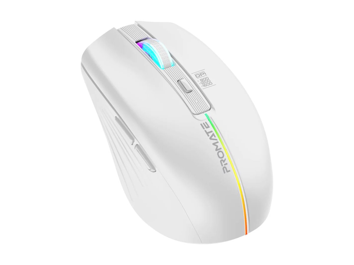 Promate Kitt mouse with LED Rainbow Lights 2.4 GHz Product shot Back 78850