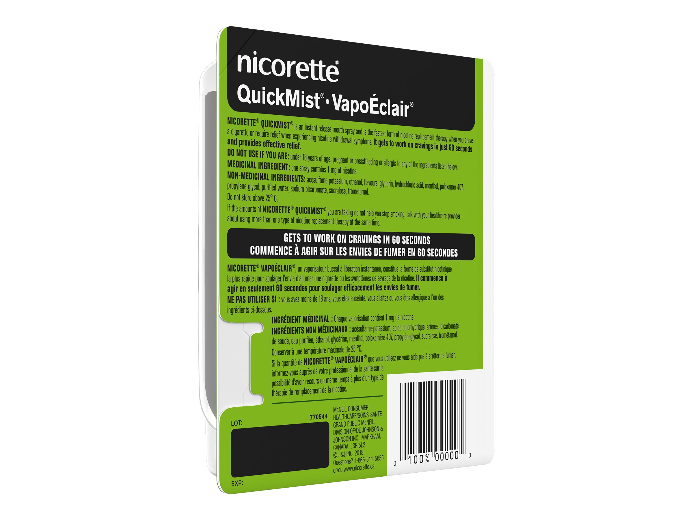 Nicorette Quick Mist - Fresh Mint - 1mg - 2 x 150 sprays