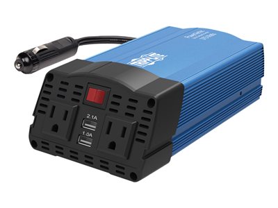Tripp Lite 375W Ultra-Compact Car Power Inverter with 2 AC Outlets, 2 USB Charging Ports AC to DC