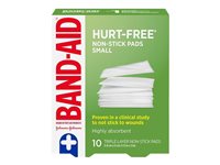 BAND-AID Hurt-Free Pads - 3.8 x 5 cm - Small - 10's