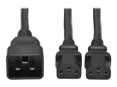 Tripp Lite 2ft Power Cord Y Splitter Cable C20 to 2xC13 Heavy Duty 15A 14AWG 2'