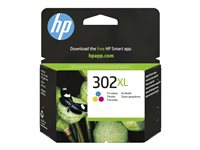 HP 302XL - 8 ml -  rendement lev - couleur (cyan, magenta, jaune) - original - cartouche d'encre - pour Deskjet 11XX, 21XX, 36XX; Envy 451X, 452X; Officejet 38XX, 46XX, 52XX