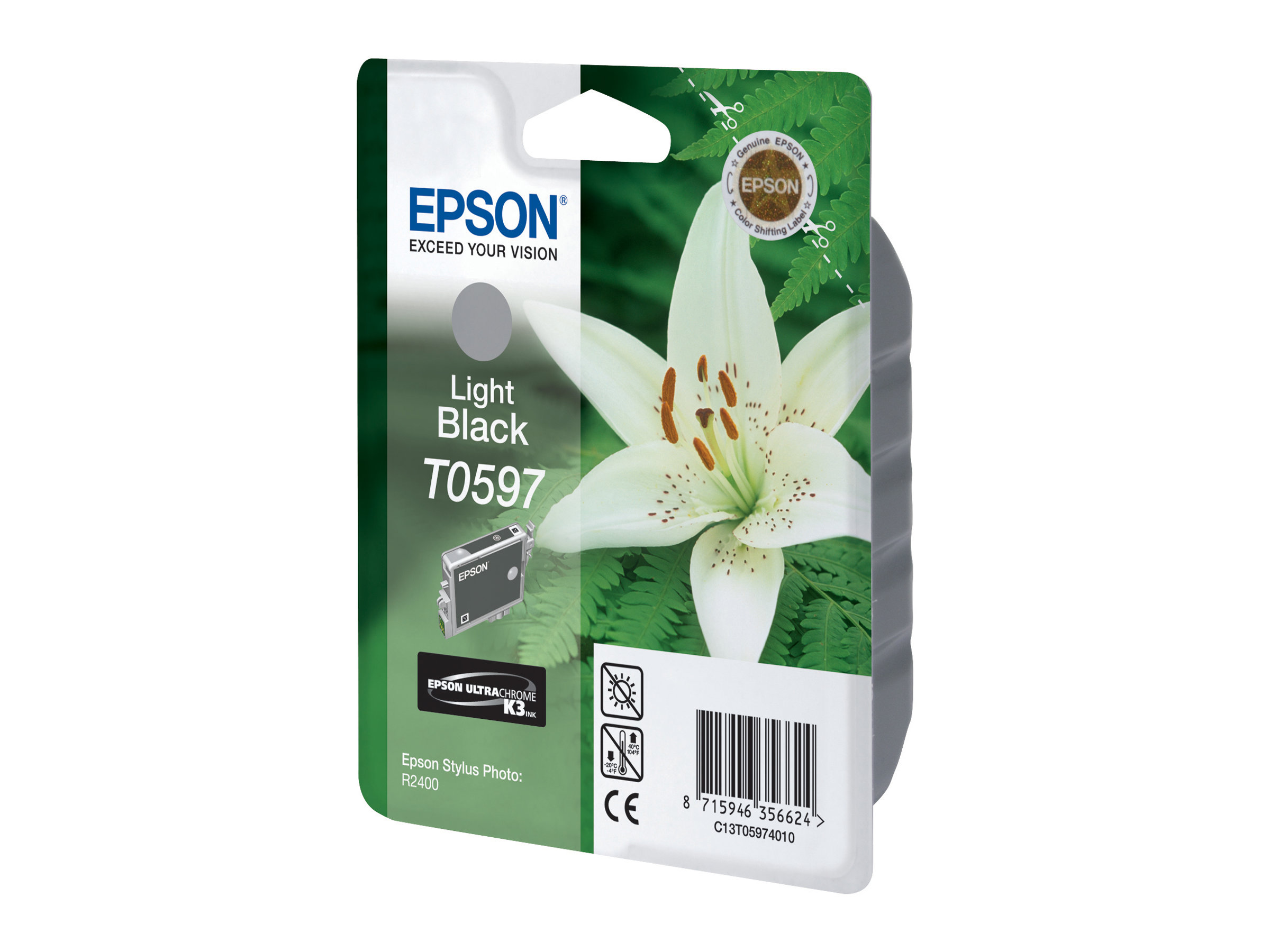 Epson T0597 light black original ink Product shot Right-angle 80000