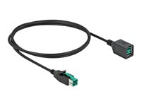DeLOCK 8 pin USB PlusPower (12 V) (male) - 8 pin USB PlusPower (12 V) (female) Sort 1m PoweredUSB extension cable