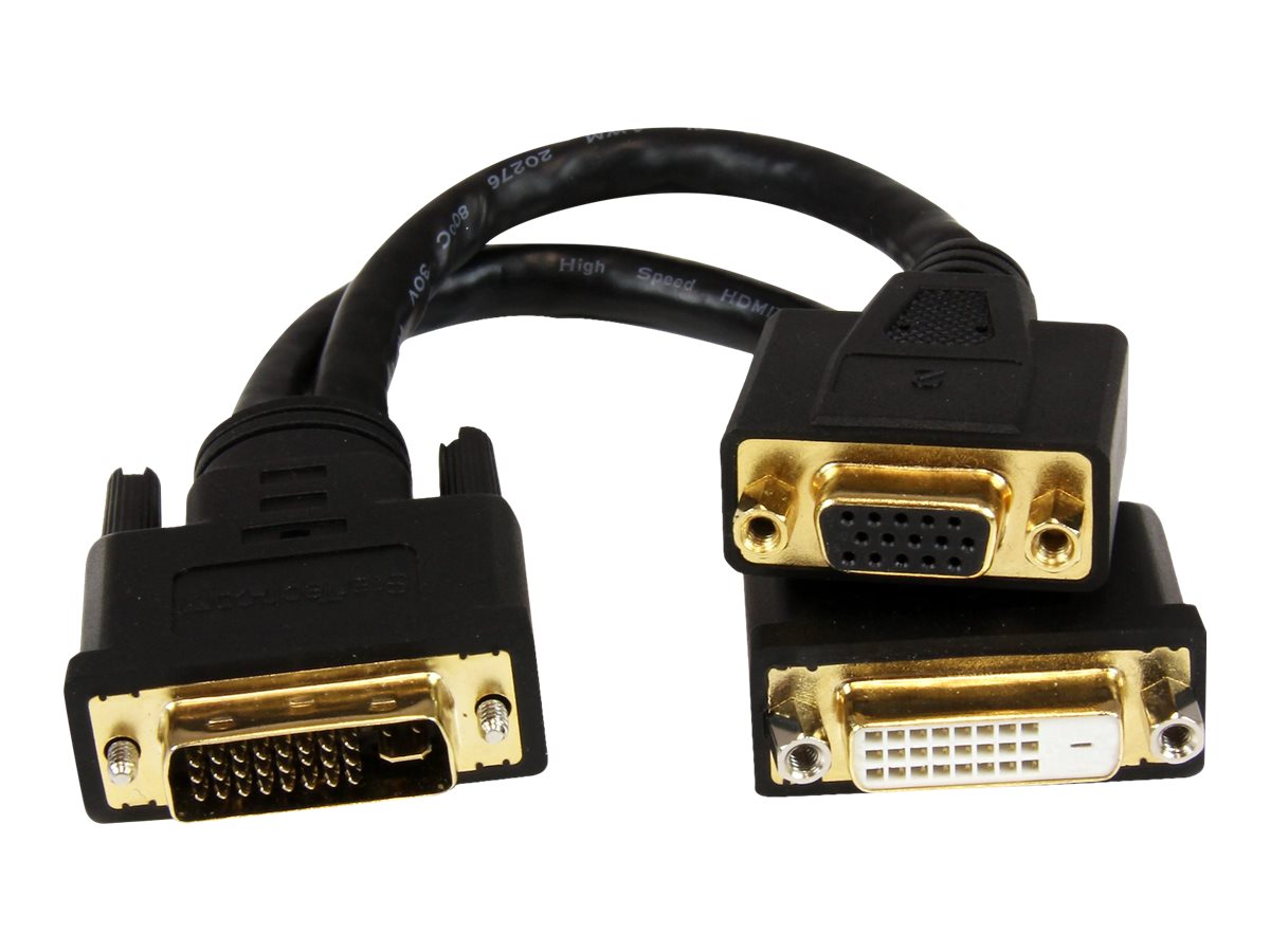 StarTech.com DVI I to DVI and VGA 8in, Wyse Compatible, DVI Video Splitter Cable for Dual Setup (DVI92030202L) | www.shi.com