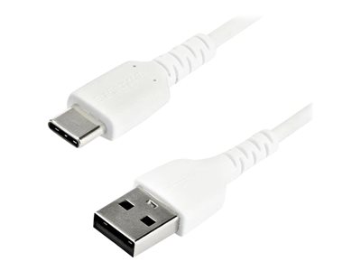 StarTech.com 1m USB A to USB C Charging Cable, Durable Fast Charge & Sync USB 2.0 to USB Type C Data Cord, Rugged TPE Jacket Aramid Fiber M/M 60W White, Samsung S10, S20, iPad Pro, Pixel