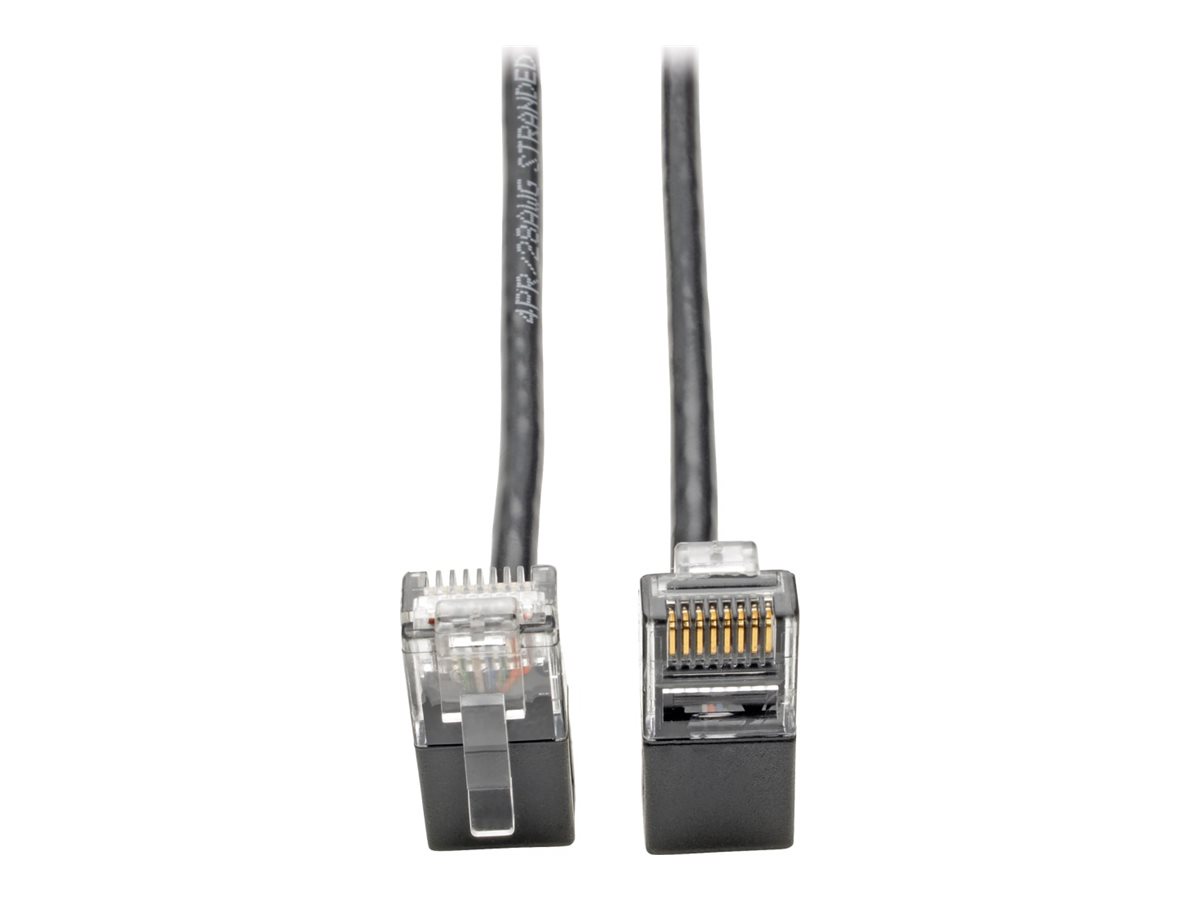 Tripp Lite Cat6 Gigabit Patch Cable Snagless Right-Angle UTP Slim Black 2ft