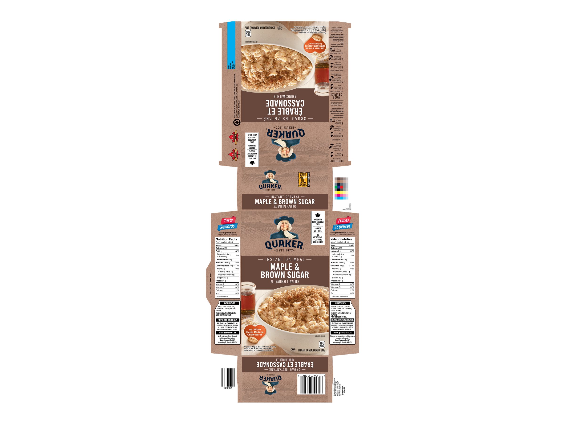 Quaker Instant Oatmeal - Maple and Brown Sugar - 344g