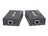 Manhattan 1080p HDMI over IP Extender Kit, Extends 1080p Signal up to 120m a Network  and Single  Cable, IR Support, Black (With Euro 2-pin plug), Box Video/audio/infrarød forlænger
