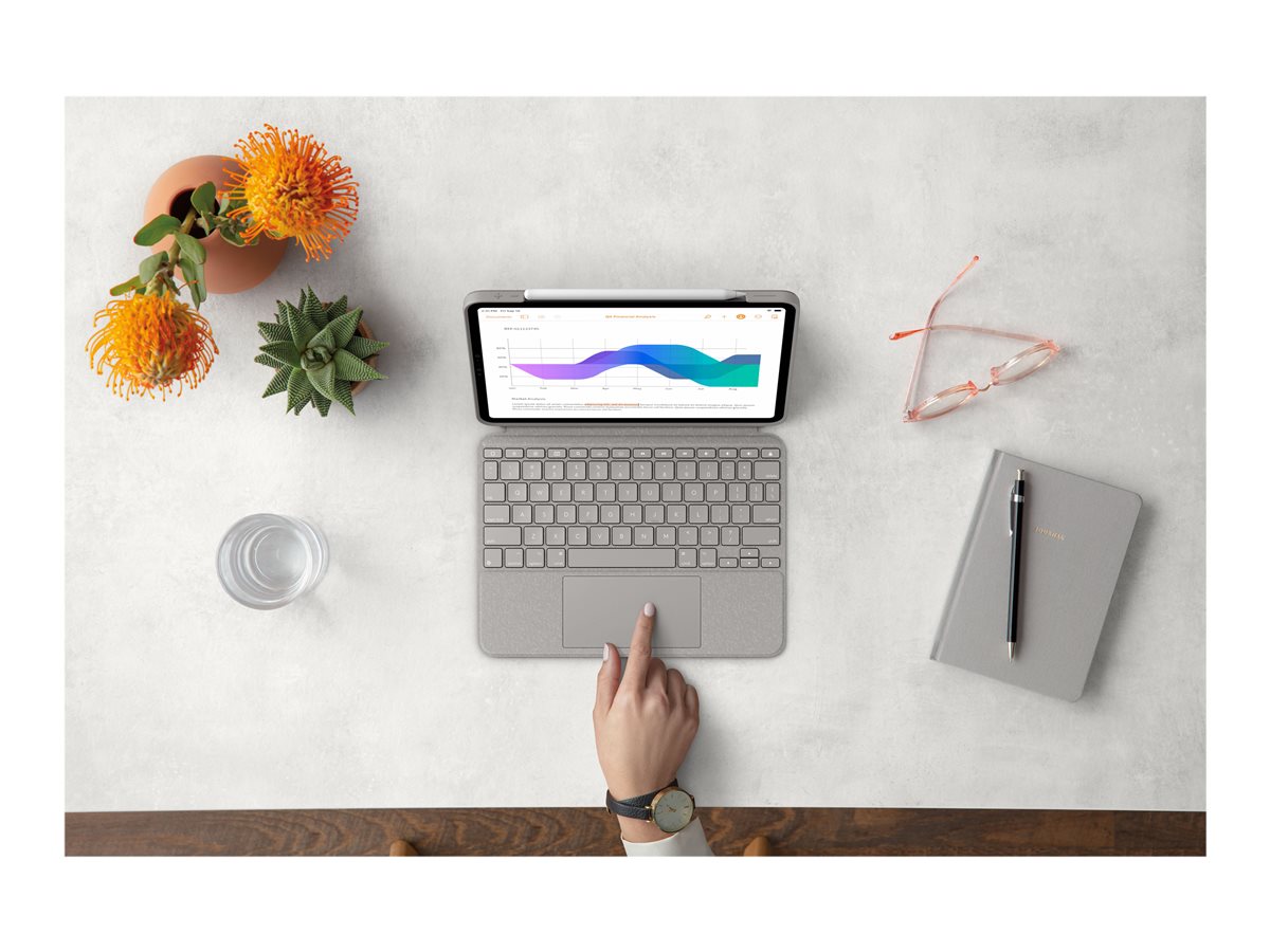 Logitech Combo Touch - klávesnice a pouzdro - s trackpad - QWERTY - italská - písek (sand) Vstupní zařízení – foto 8
