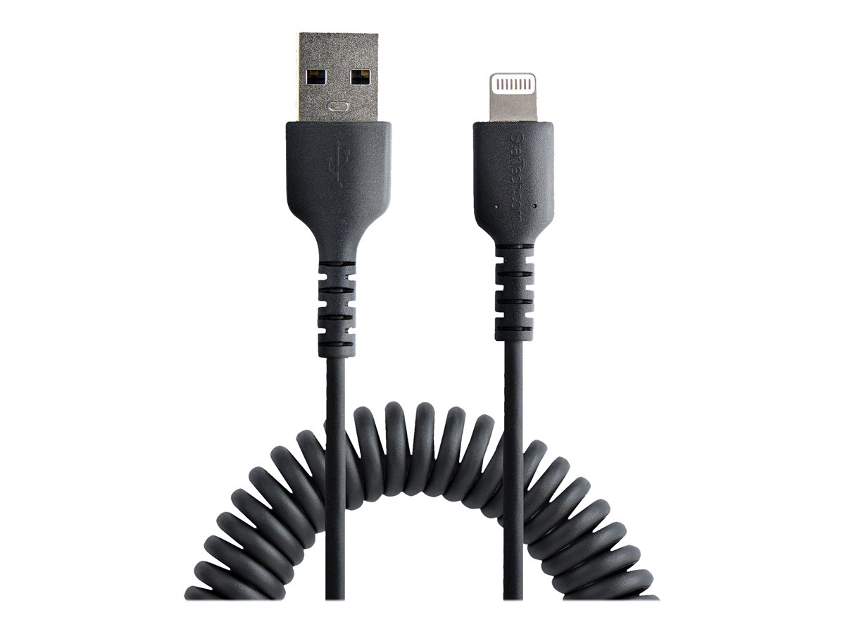 StarTech.com 50cm (20in) USB to Lightning Cable, MFi Certified, Coiled iPhone Charger Cable, Black, Durable and Flexible TPE Jacket Aramid Fiber, Heavy Duty Coil Charging Cable - Rugged USB Lightning Cable - kabel Lightning - Lightning / USB - 50 cm – foto 2