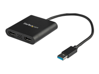 StarTech.com Adaptateur USB 3.0 vers double HDMI, 1x 4K 30Hz et 1x 1080p, carte vidéo et graphique externe, dongle adaptateur d'affichage double moniteur USB Type-A vers HDMI, prend en charge Windows uniquement, noir - Adaptateur USB vers double HDMI (USB32HD2)