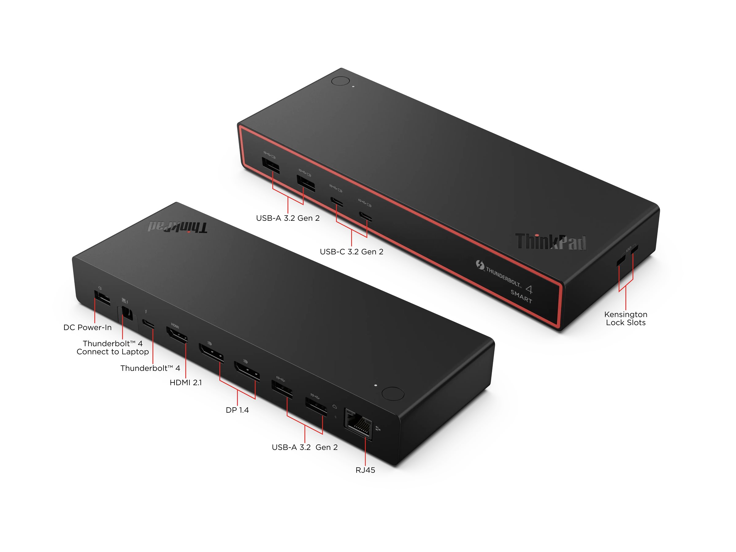 An image of Lenovo ThinkPad Smart Dock 7500 Gen 2 - docking station - Thunderbolt 4 - HDMI, DP, Thunderbolt 4 - 2.5GbE