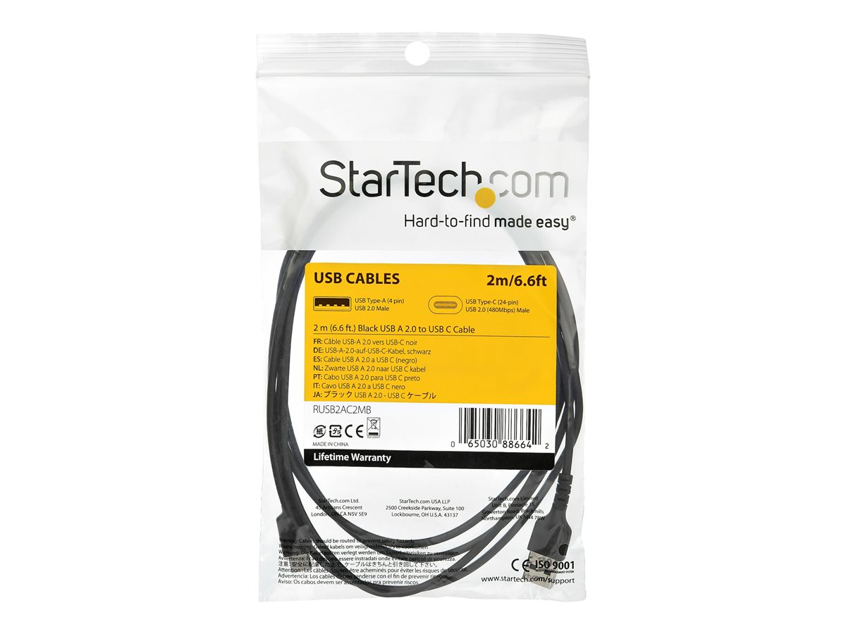 StarTech.com 2m USB A to USB C Charging Cable, Durable Fast Charge & Sync USB 2.0 to USB Type C Data Cord, Rugged TPE Jacket Aramid Fiber M/M 3A Black, Samsung S10, S20, iPad Pro, Pixel - Heavy Duty and Rugged - USB kabel typ C - USB do USB-C - 2 m – foto 3