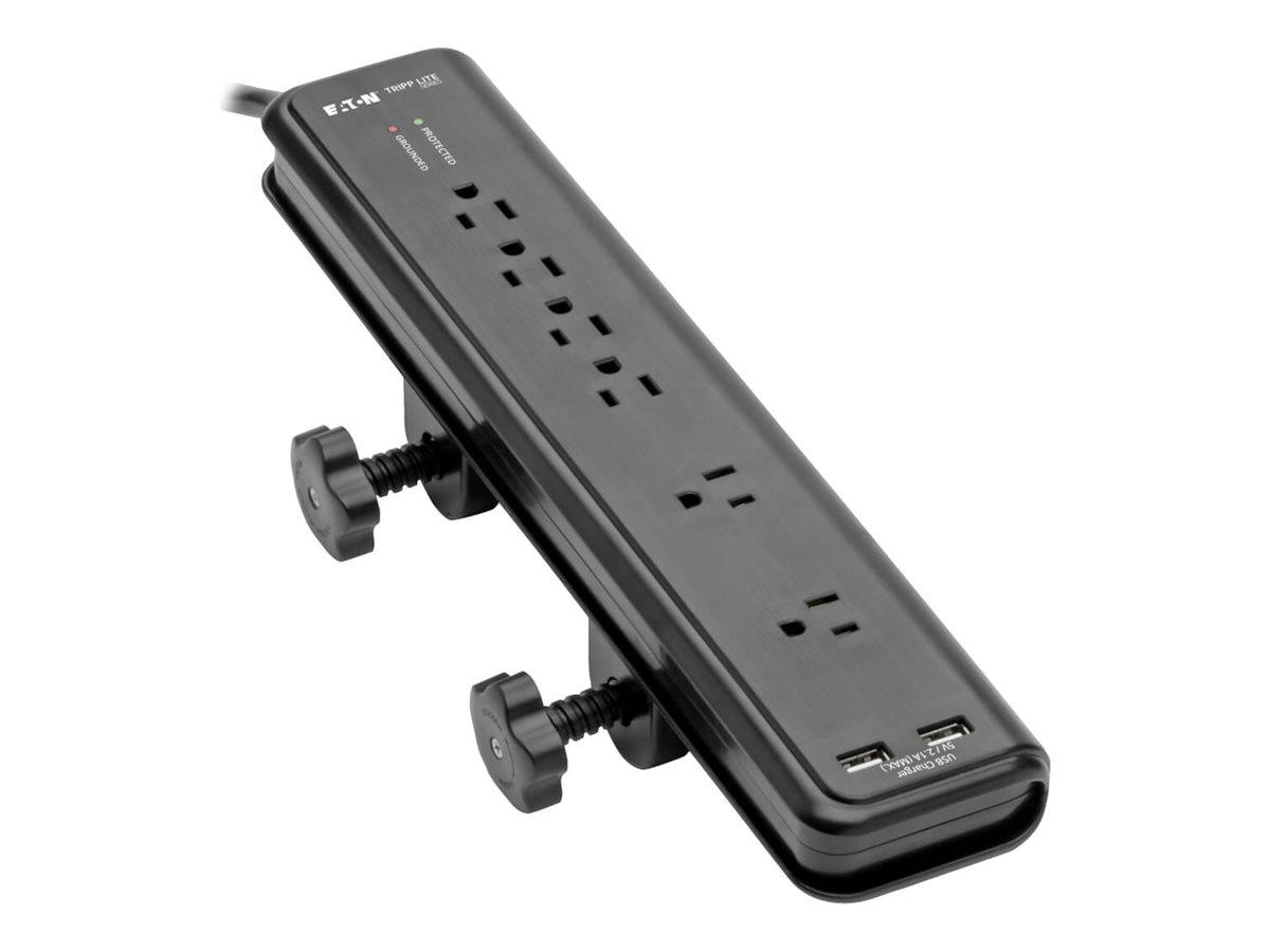 Tripp Lite Surge Protector Power Strip Desk Mount 120V USB 6 Outlet 6' Cord