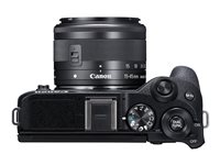 Canon EOS M6 Mark II with 15-45mm IS STM Lens and EVF-DC2 - Black - 3611C011 - Open Box or Display Models Only