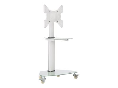 Eaton Tripp Lite Series Premier Rolling TV Cart for 32" to 55" Displays, Frosted Glass Base and Shelf, Locking Casters, White