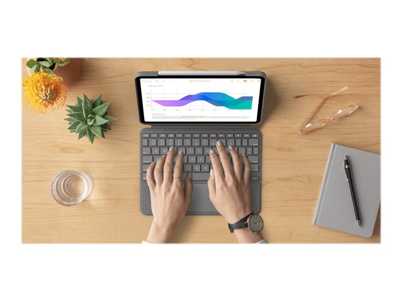 Logitech Combo Touch - clavier et tui - avec trackpad - QWERTY - R.-U. - gris oxford Priphrique d\'entre