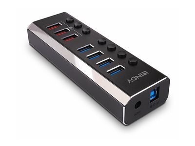 LINDY 4 Port USB 3.0 Hub mit 3 Schnellladeports - 43371