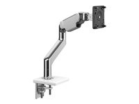 Humanscale M8.1 - Mounting kit (clamp base, angled / dynamic link, standard monitor tilt, VESA adapter (black)) - for Monitor - polished aluminium with white trim - mounting interface: 100 x 100 mm - desk-mountable