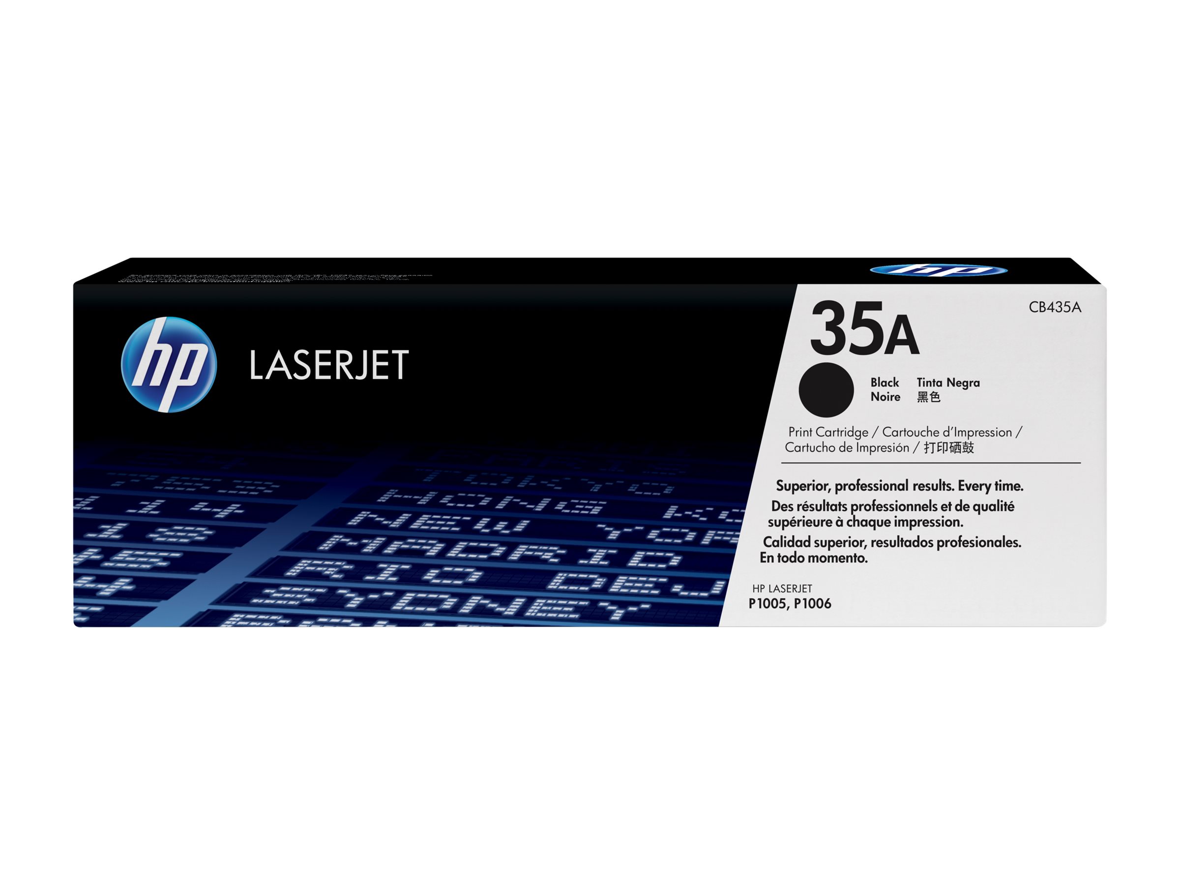An image of HP 35A - black - original - LaserJet - toner cartridge (CB435A)