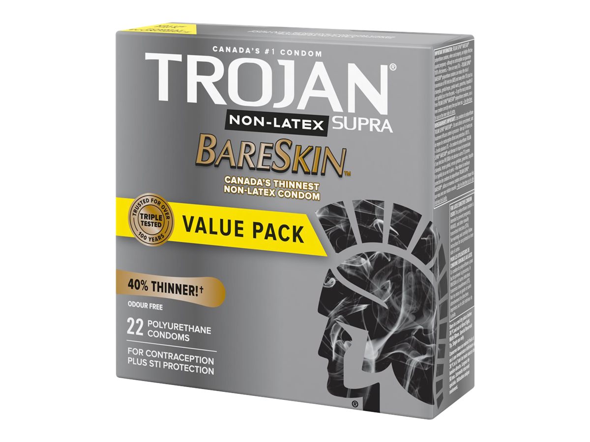 trojan supra bareskin lubricated Trojan Supra Bareskin 22 Lubricated Polyurethane Condoms Non-Latex Val —  GreenShield Pharmacy Health Store main image 0