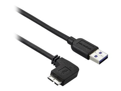 Image of StarTech.com 0.5m 20in Slim Micro USB 3.0 Cable M/M - Left-Angle Micro-USB - USB 3.0 A to Micro B - Angled Micro USB - USB 3.1 Gen 1 5Gbps (USB3AU50CMLS) - USB cable - Micro-USB Type B to USB Type A - 50 cm