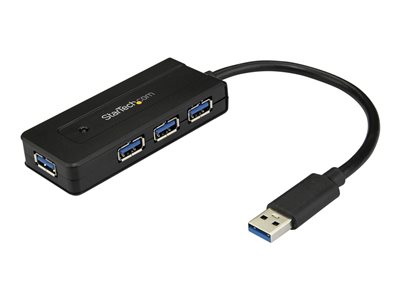 StarTech.com 4 Port USB 3.0 Hub SuperSpeed 5Gbps with Fast Charge Portable USB 3.1/USB 3.2 Gen 1 Type-A Laptop/Desktop Hub, USB Bus Power or Self Powered for High Performance, Mini/Compact - 15W of Shared Power (ST4300MINI)