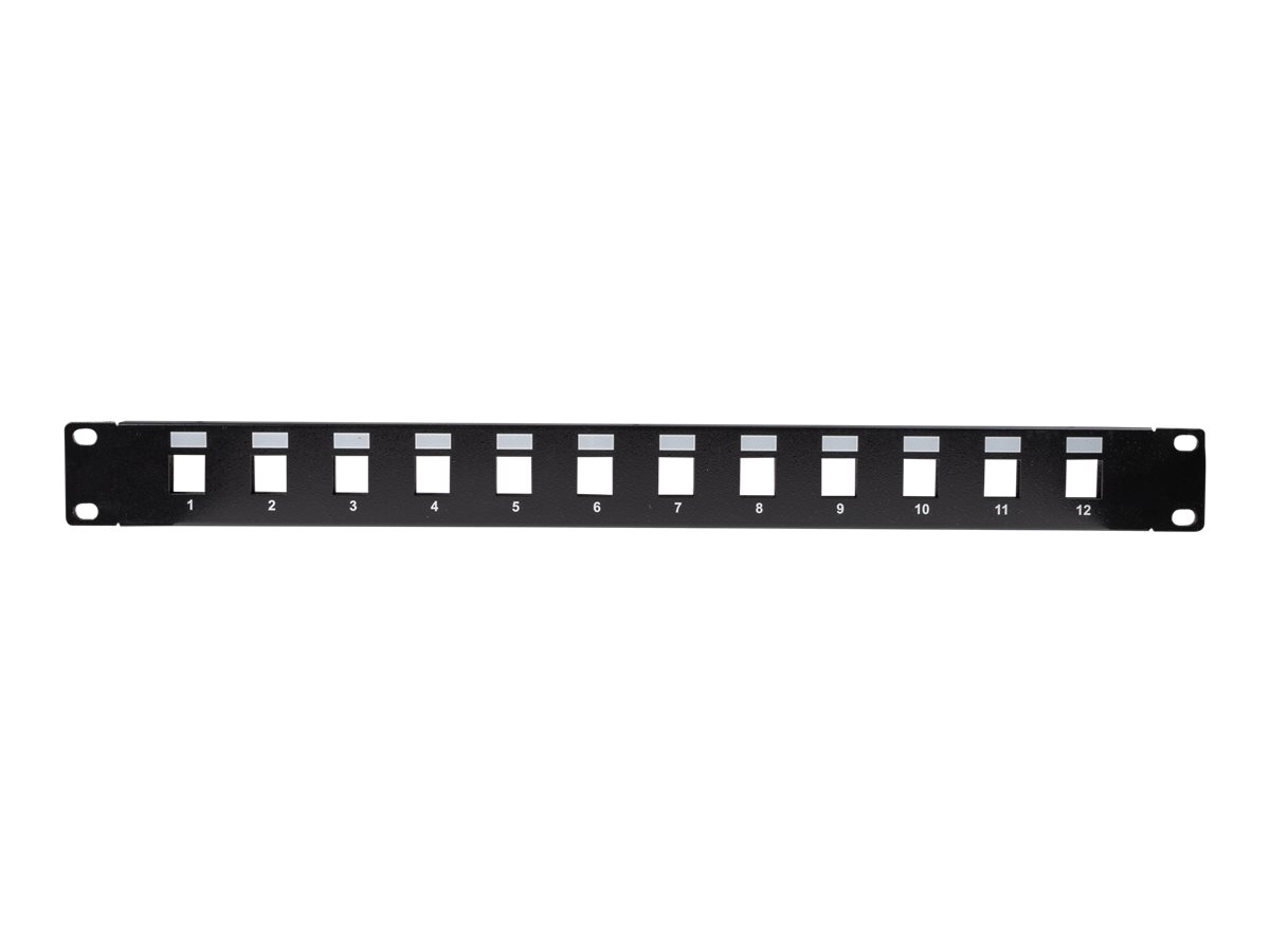 Dynamix PP-UK-12 patch panel 1U 19 unloaded keystone Product shot Front 79800