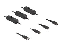 DeLOCK 24 pin USB-C (male) - Strøm DC jackstik 5,5 mm (ID: 2,1 mm) (female) Sort 1m Strøm-splitter