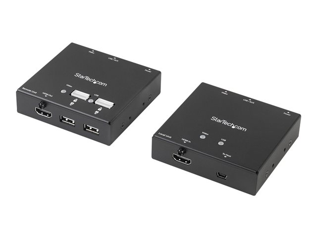 Image of StarTech.com HDMI over CAT6 Extender with 4-port USB Hub - Remote HDMI over CAT5 or CAT6 - 165 ft (50m) - 1080p (ST121USBHD) - video/audio/infrared/USB extender