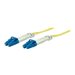 Intellinet Fiber Optic Patch Cable, OS2, LC/LC, 10m, Yellow, Duplex, Single-Mode, 9/125 µm, LSZH, Fibre, Lifetime Warranty, Polybag