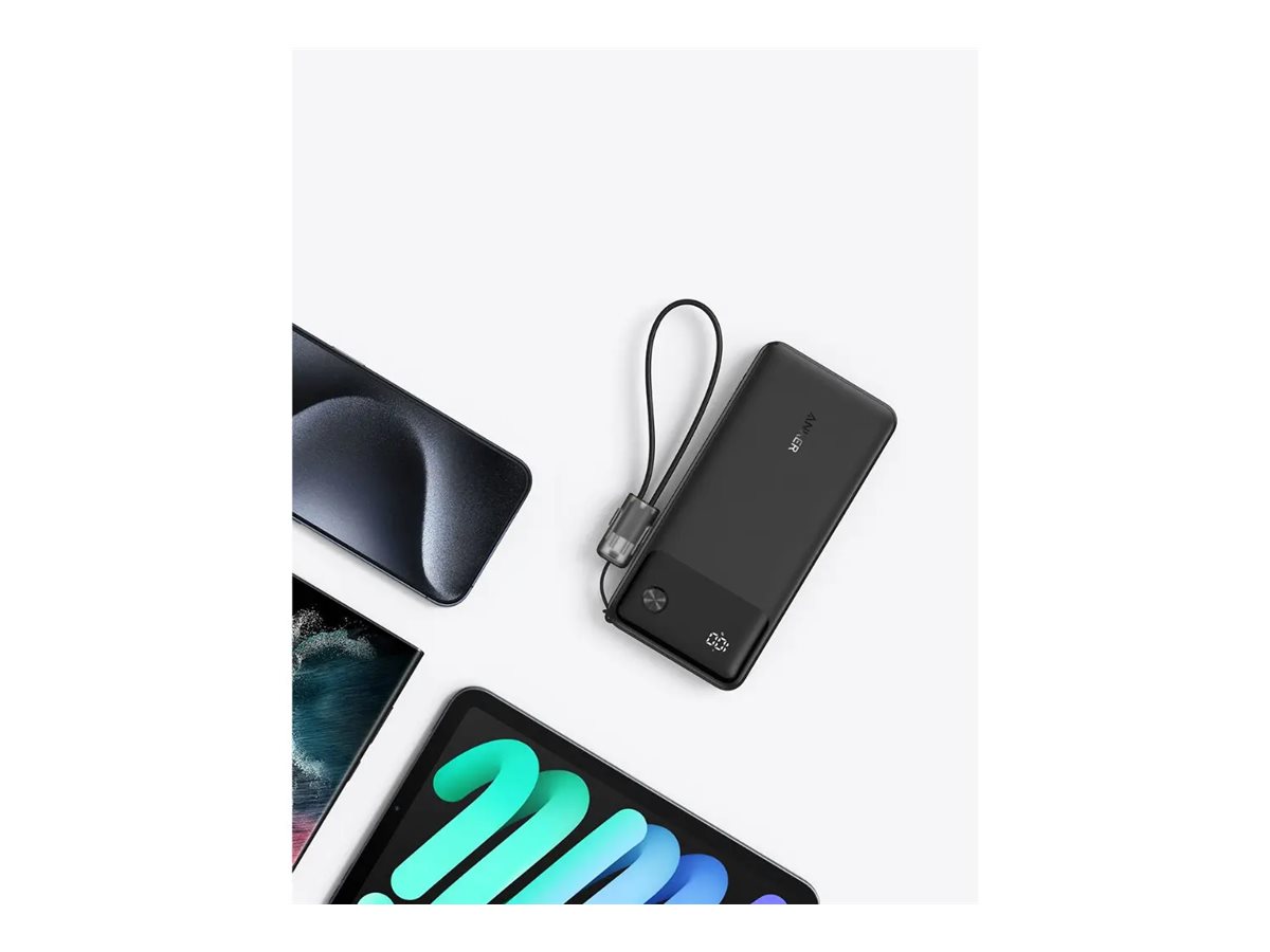 Anker PowerCore power bank with USB-C lanyard cable USB-C USB Type A 22.5 Product shot Right-angle 79850