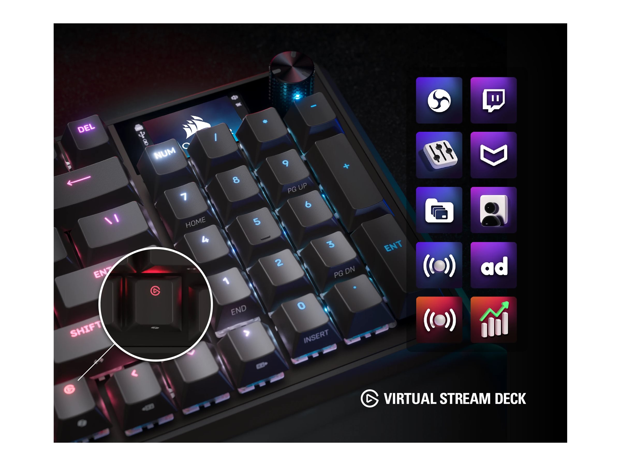 CORSAIR VANGUARD 96 keyboard 96% compact QWERTY US black Input Usage / lifestyle Close-up 72142